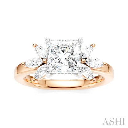 Princess Shape Semi-Mount Diamond Engagement Ring