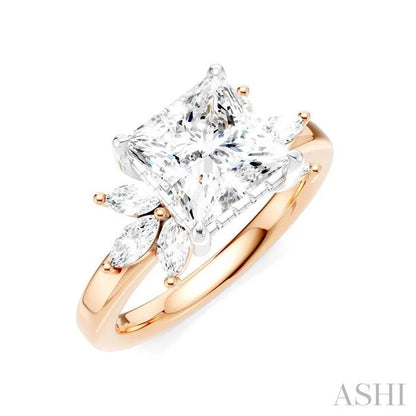 Princess Shape Semi-Mount Diamond Engagement Ring