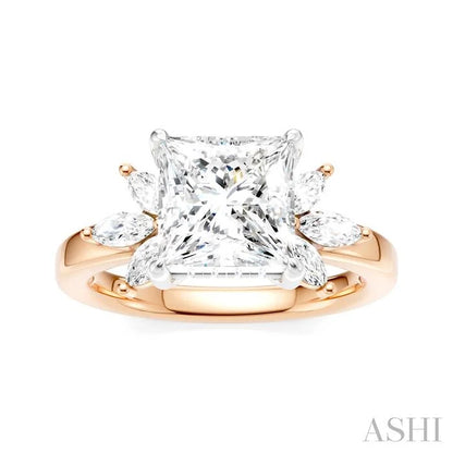 Princess Shape Semi-Mount Diamond Engagement Ring