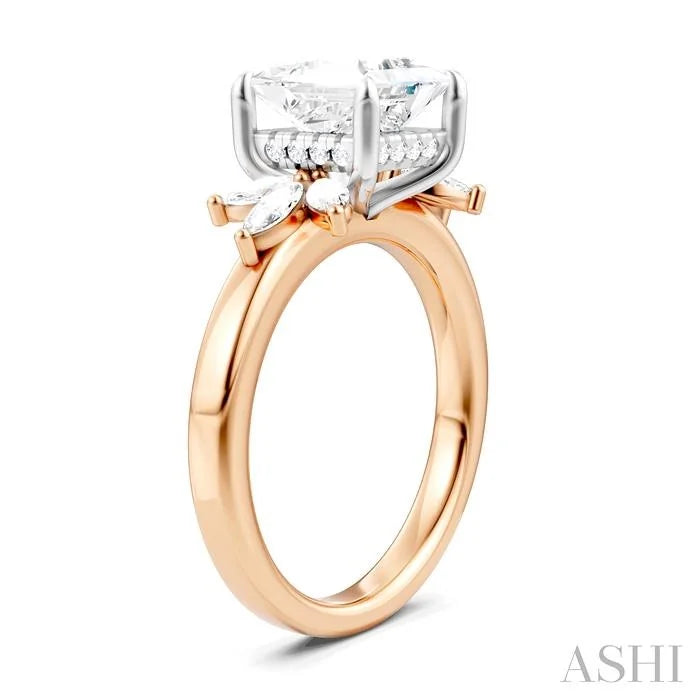 Princess Shape Semi-Mount Diamond Engagement Ring