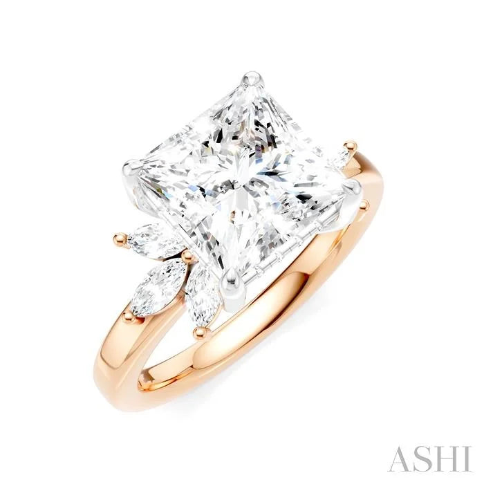 Princess Shape Semi-Mount Diamond Engagement Ring