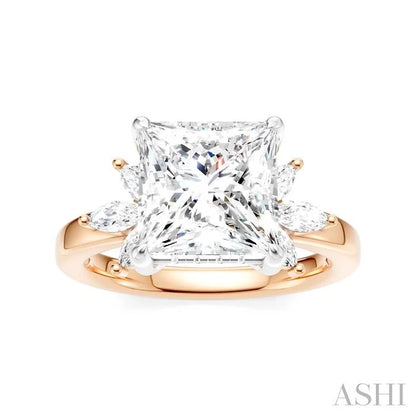 Princess Shape Semi-Mount Diamond Engagement Ring