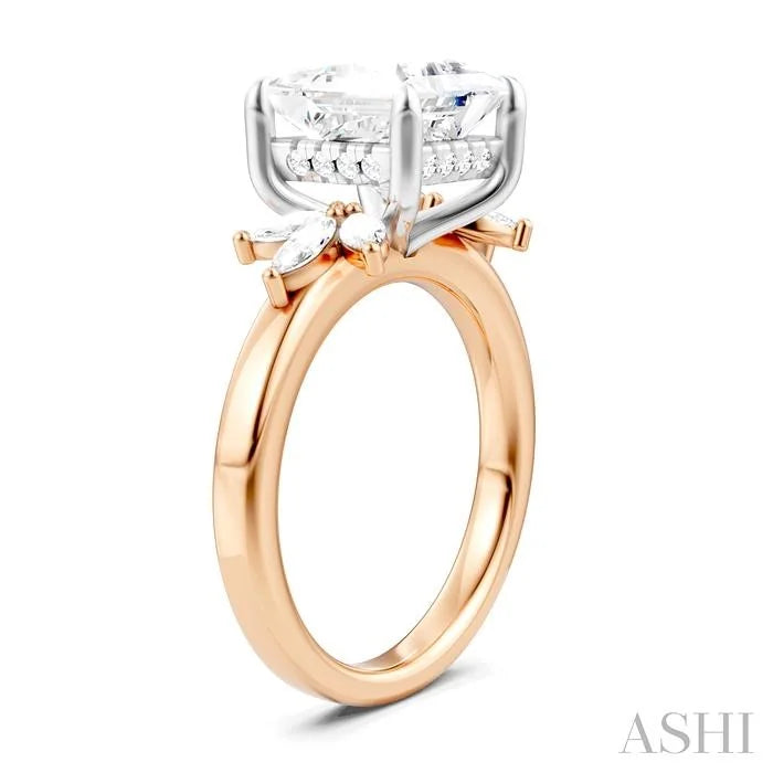 Princess Shape Semi-Mount Diamond Engagement Ring