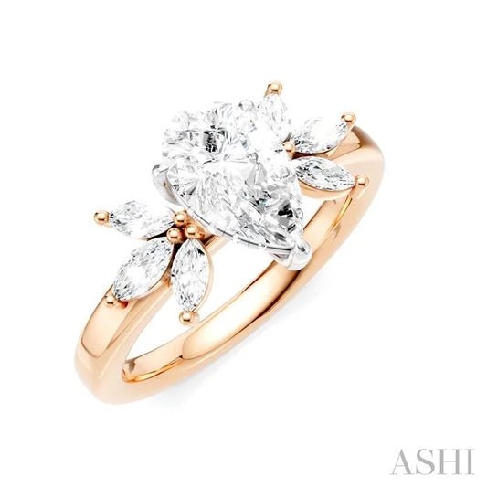 Pear Shape Semi-Mount Diamond Engagement Ring