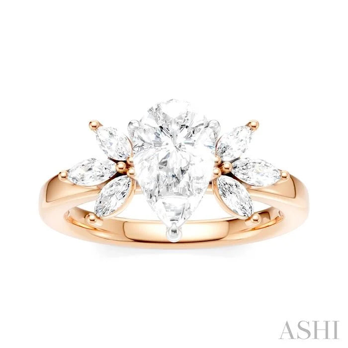 Pear Shape Semi-Mount Diamond Engagement Ring