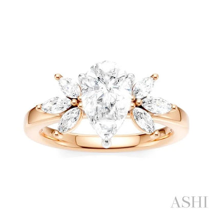 Pear Shape Semi-Mount Diamond Engagement Ring