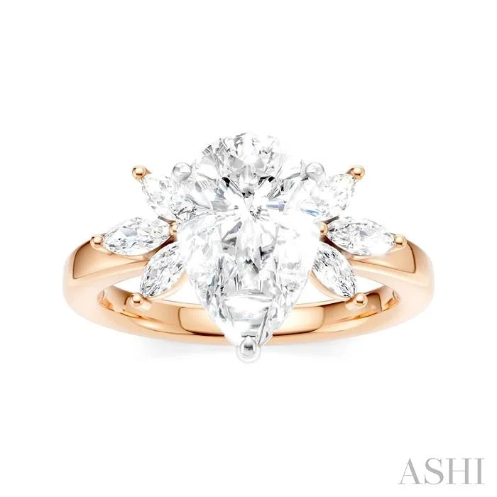 Pear Shape Semi-Mount Diamond Engagement Ring