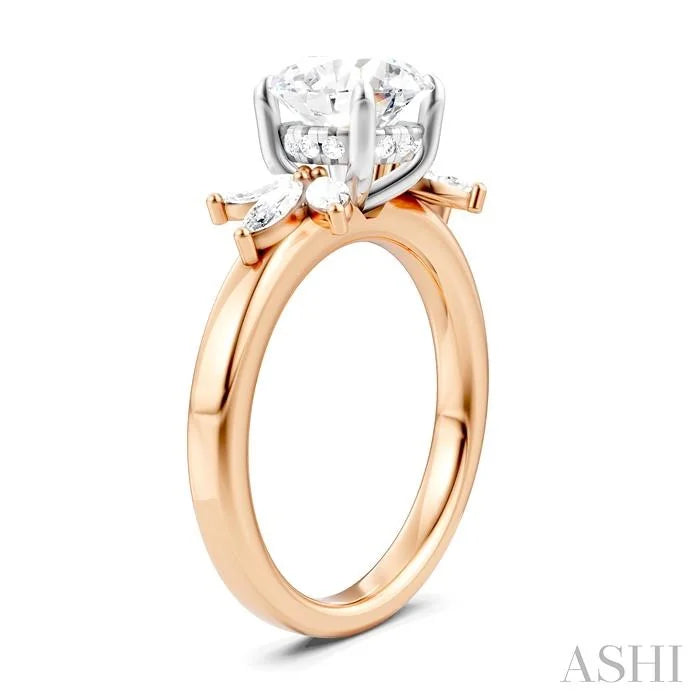 Round Shape Semi-Mount Diamond Engagement Ring