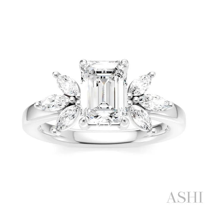 Emerald Shape Semi-Mount Diamond Engagement Ring