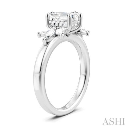 Emerald Shape Semi-Mount Diamond Engagement Ring