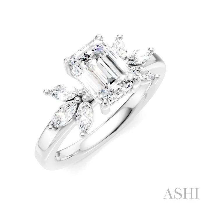 Emerald Shape Semi-Mount Diamond Engagement Ring
