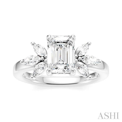 Emerald Shape Semi-Mount Diamond Engagement Ring