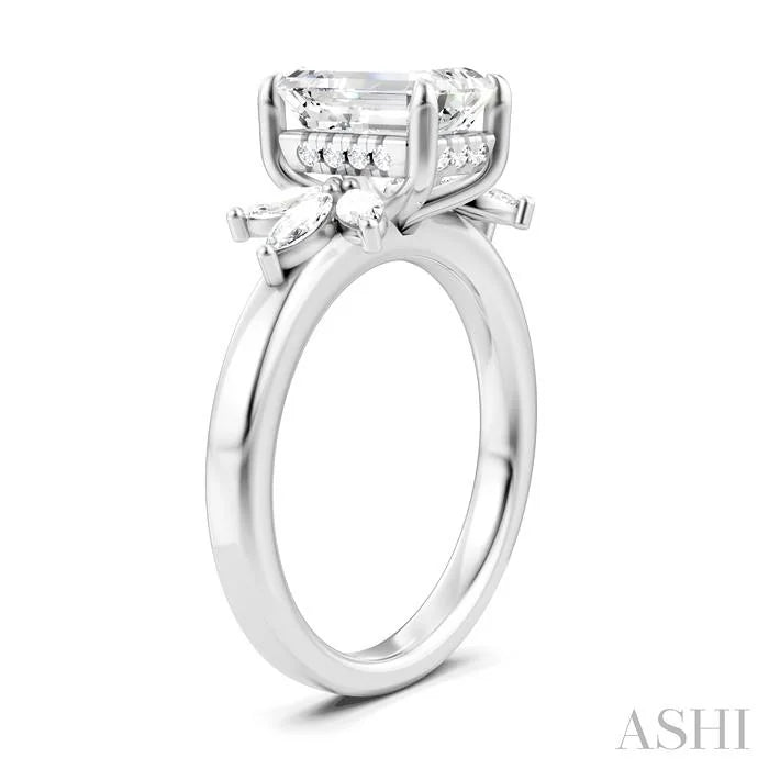 Emerald Shape Semi-Mount Diamond Engagement Ring