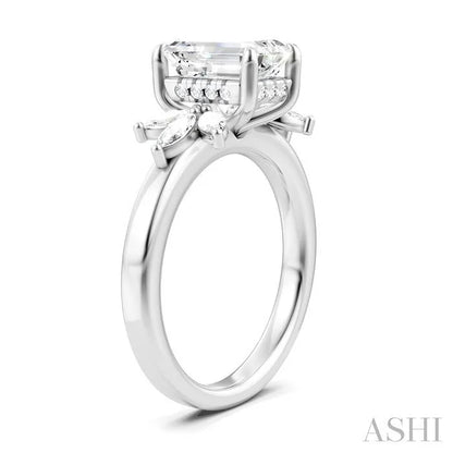 Emerald Shape Semi-Mount Diamond Engagement Ring