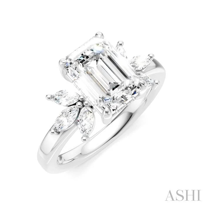Emerald Shape Semi-Mount Diamond Engagement Ring