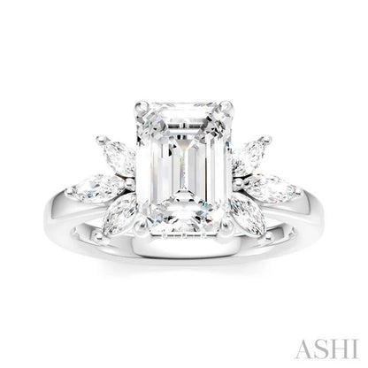 Emerald Shape Semi-Mount Diamond Engagement Ring