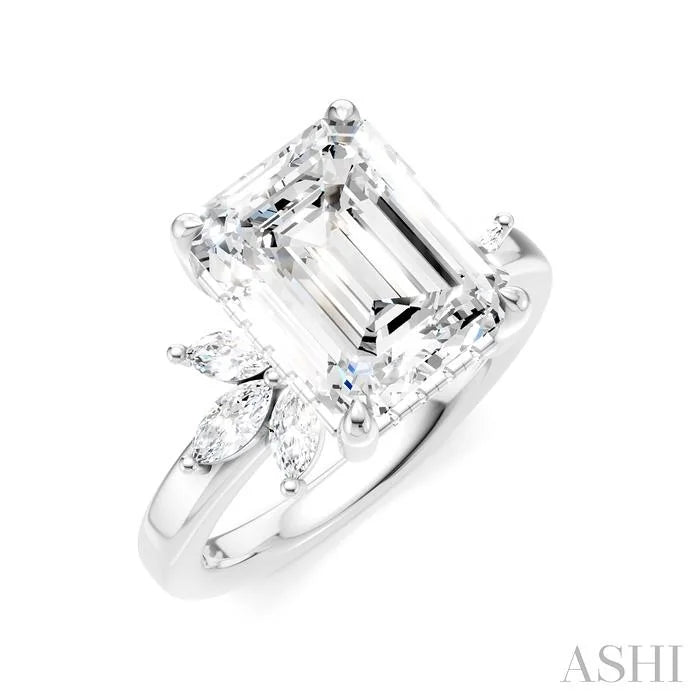 Emerald Shape Semi-Mount Diamond Engagement Ring