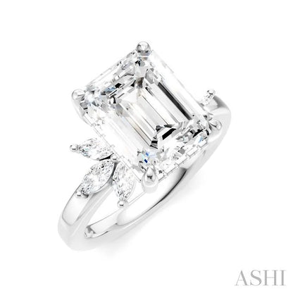 Emerald Shape Semi-Mount Diamond Engagement Ring