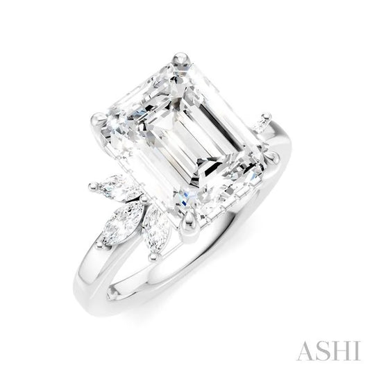Emerald Shape Semi-Mount Diamond Engagement Ring