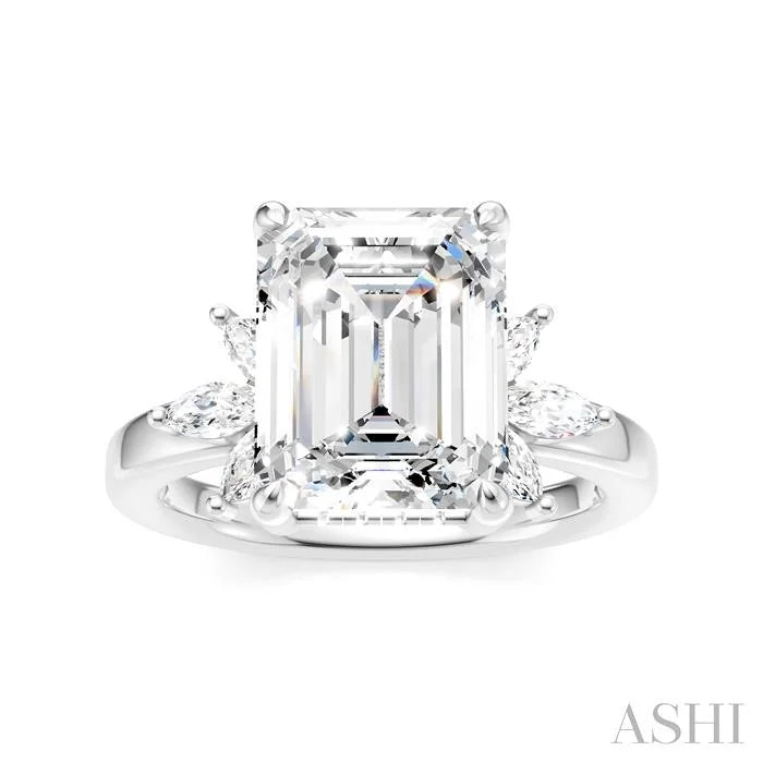 Emerald Shape Semi-Mount Diamond Engagement Ring