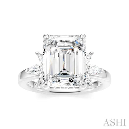 Emerald Shape Semi-Mount Diamond Engagement Ring