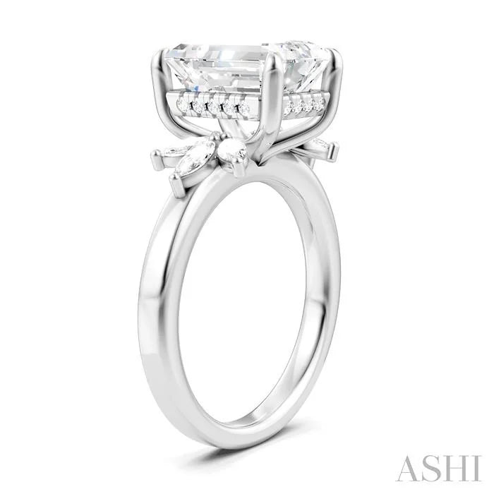 Emerald Shape Semi-Mount Diamond Engagement Ring