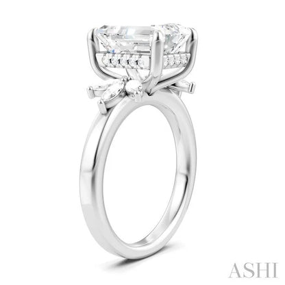 Emerald Shape Semi-Mount Diamond Engagement Ring