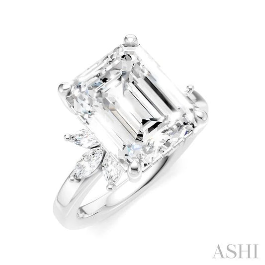 Emerald Shape Semi-Mount Diamond Engagement Ring