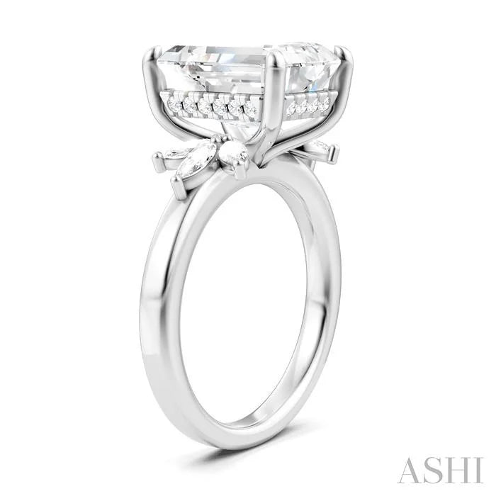 Emerald Shape Semi-Mount Diamond Engagement Ring