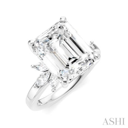Emerald Shape Semi-Mount Diamond Engagement Ring