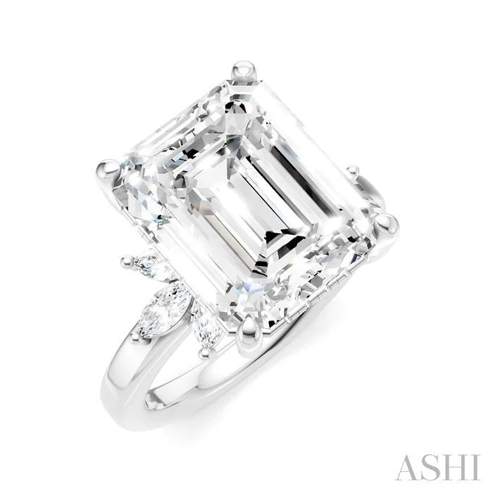 Emerald Shape Semi-Mount Diamond Engagement Ring