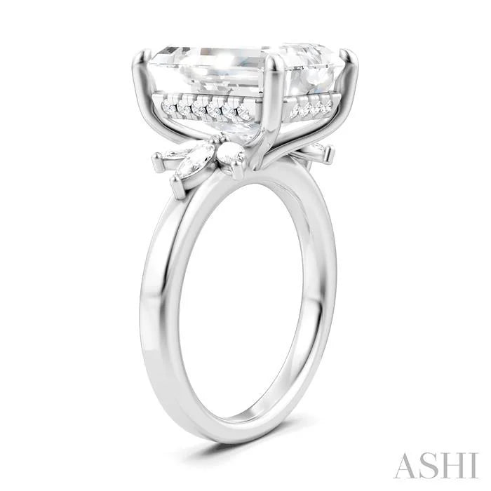 Emerald Shape Semi-Mount Diamond Engagement Ring