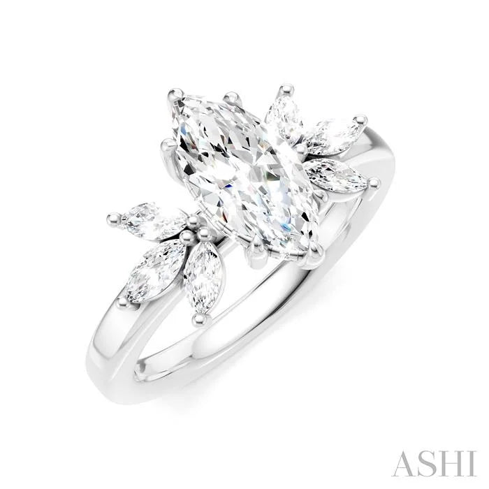 Marquise Shape Semi-Mount Diamond Engagement Ring