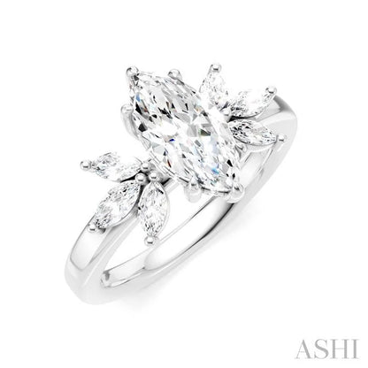 Marquise Shape Semi-Mount Diamond Engagement Ring