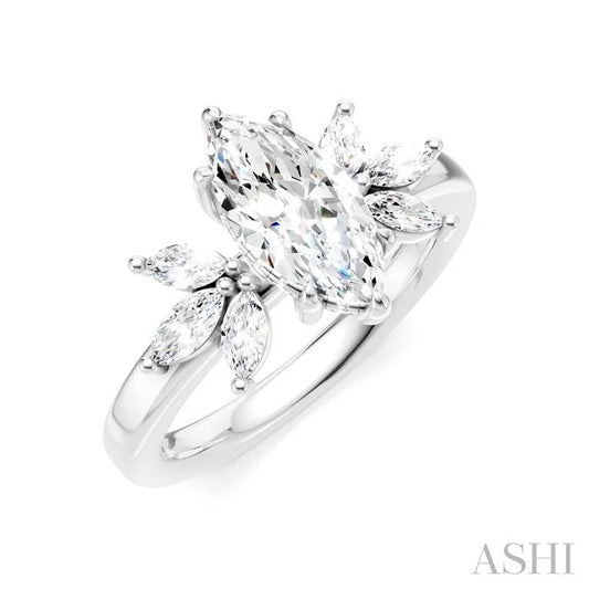 Marquise Shape Semi-Mount Diamond Engagement Ring