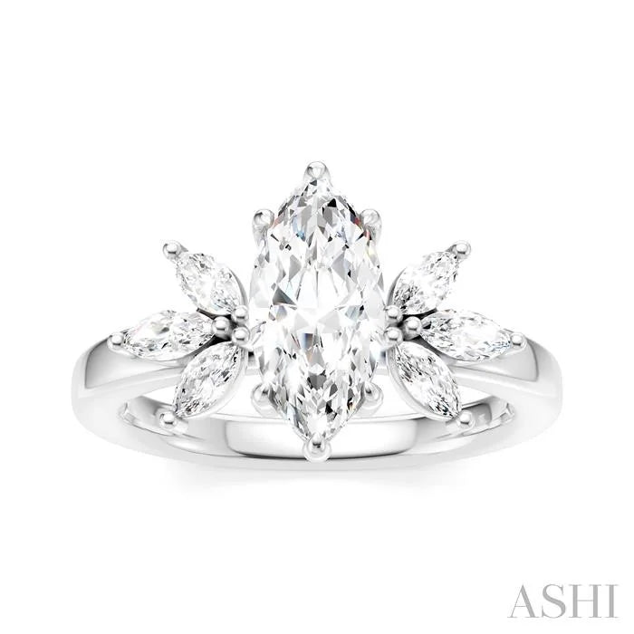 Marquise Shape Semi-Mount Diamond Engagement Ring