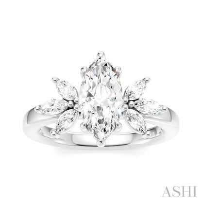 Marquise Shape Semi-Mount Diamond Engagement Ring