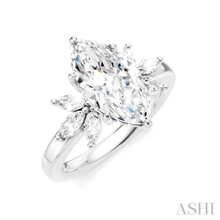 Marquise Shape Semi-Mount Diamond Engagement Ring