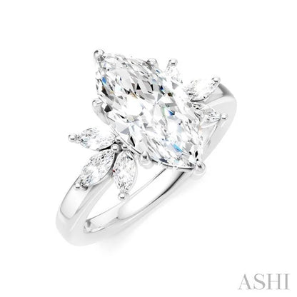 Marquise Shape Semi-Mount Diamond Engagement Ring