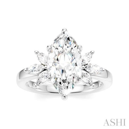 Marquise Shape Semi-Mount Diamond Engagement Ring