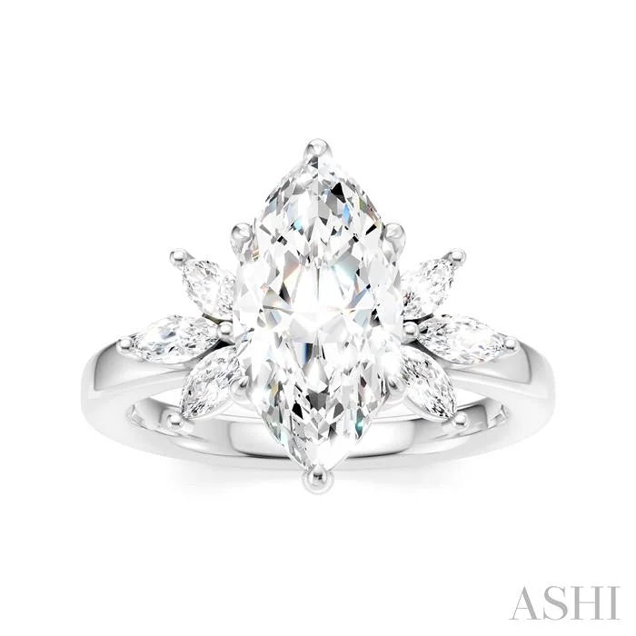 Marquise Shape Semi-Mount Diamond Engagement Ring