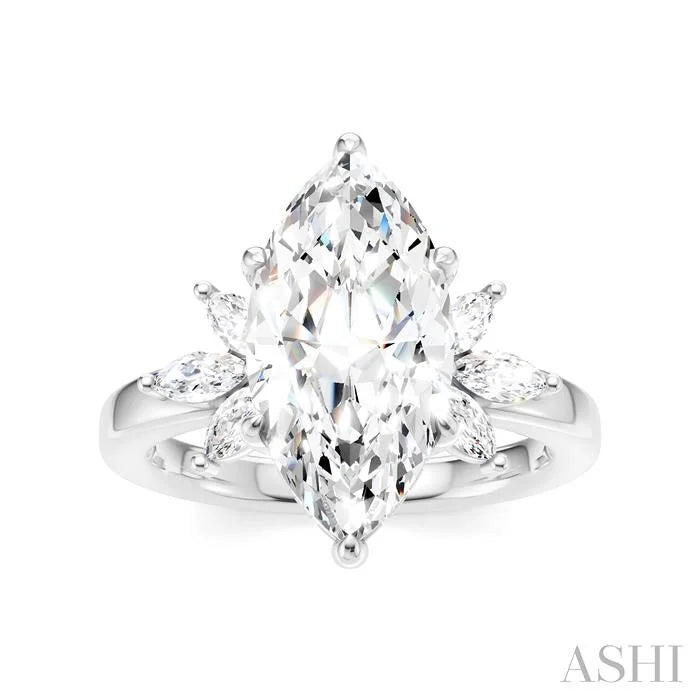 Marquise Shape Semi-Mount Diamond Engagement Ring