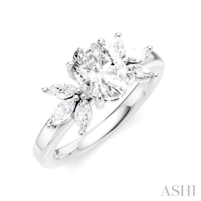 Oval Shape Semi-Mount Diamond Engagement Ring