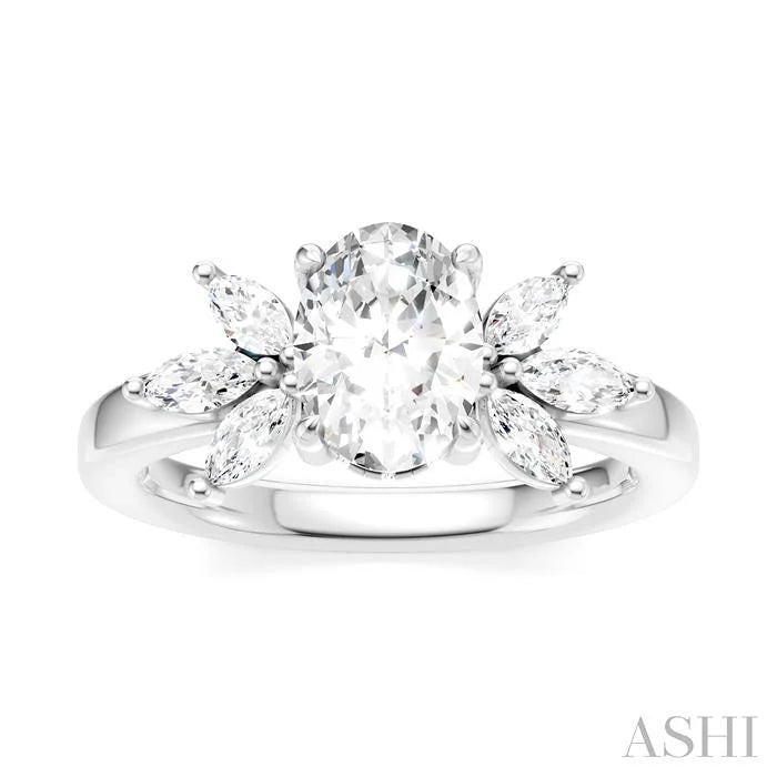 Oval Shape Semi-Mount Diamond Engagement Ring