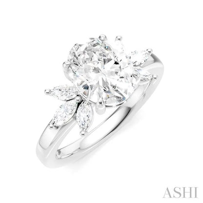 Oval Shape Semi-Mount Diamond Engagement Ring