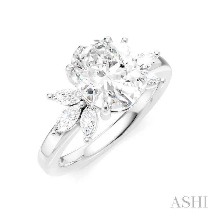 Oval Shape Semi-Mount Diamond Engagement Ring