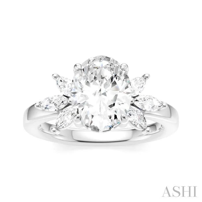 Oval Shape Semi-Mount Diamond Engagement Ring