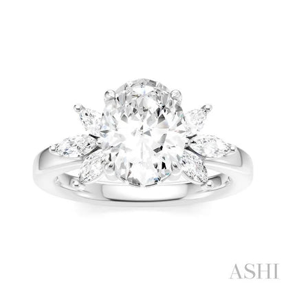 Oval Shape Semi-Mount Diamond Engagement Ring