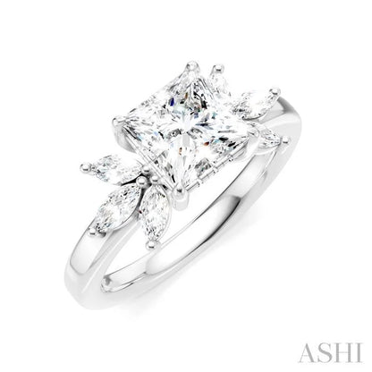 Princess Shape Semi-Mount Diamond Engagement Ring