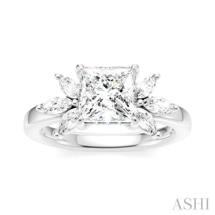 Princess Shape Semi-Mount Diamond Engagement Ring